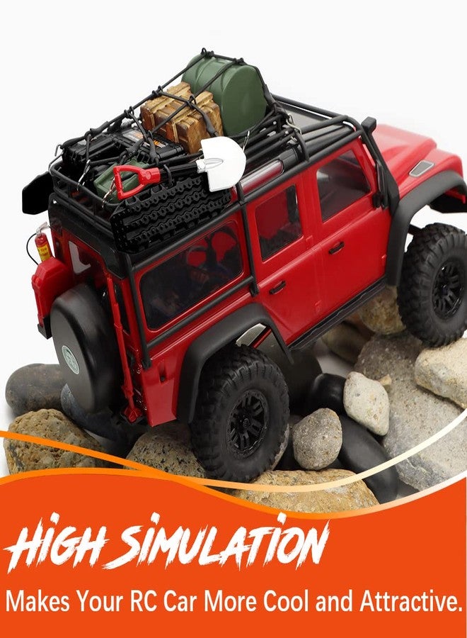 GLOBACT 1/24 1/18 RC Crawler Accessories Car Roof Decoration Luggage Net, Recovery Board, Fire Extinguisher, Toolbox, Wood Box, Shovel for 1/18 TRX4M 1/24 Axial SCX24 (12Pcs Army Green) - Image 3